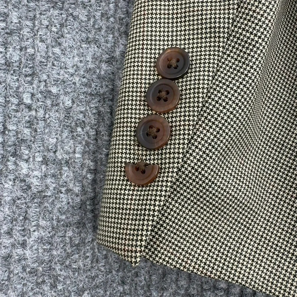 Vintage Chaps Ralph Lauren Blazer Mens Tan Wool‎ Houndstooth Two Button Classic